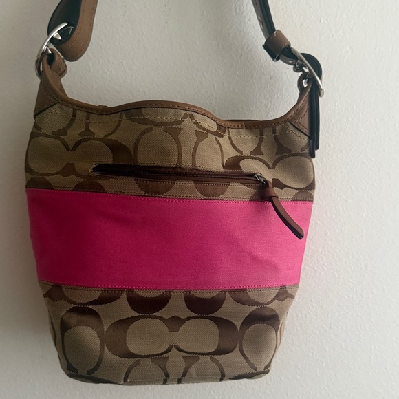 Coach Signature Canvas Hobo Shoulder Bag | 💖Leather Trim | Adjustable Strap. - Picture 8 of 8